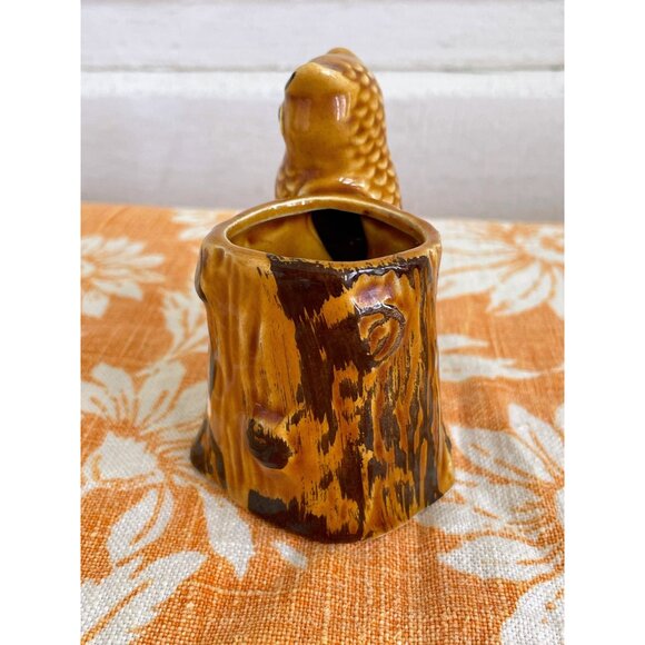 Vintage 1970s Ceramic Owl Toothpick Holder Vase Figurine - Picture 4 of 8